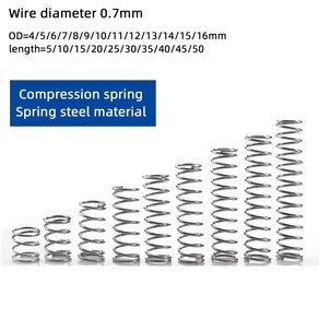 압축 스프링 스틸 소형 압력 복귀 Y형 길이 5mm 50mm OD 4mm 6mm 7mm 8mm 9mm 10mm 16mm 0.7mm 10 개
