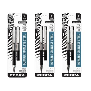 Zeba Pen F-301 Compact Ballpoint Stainless Steel 얼룩말 펜 F-301 컴팩트 볼펜 스테인리스 스틸 접이식 펜 파인 포인트 0.7mm, 1개, Black