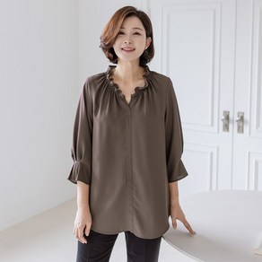 (~110size)블라썸 네크 핀턱소매 블라우스 2col