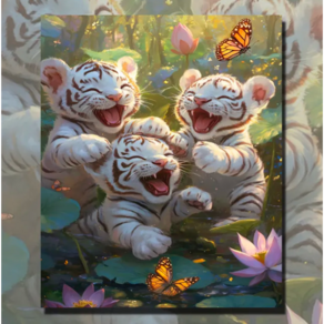 SHINGMEI 큐티타이거 다이아몬드 그림 뉴 다이아몬드 포인트 다이아몬드 DIY 핸드메이드 침실 현관 장식 그림 40*50CM+액자, 1개
