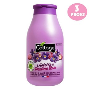 Cottage 코티지 프랑스 바이올렛 & 프랄린 로즈 샤워젤 밀크 모이스쳐라이징 바디워시 250ml 3팩, 3개, 3개