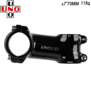 UNO 알루미늄 합금 자전거 초경량 스템 광택 블랙 핸들 바 사이클링 액세서리 28.6x31.8mm 60-130mm +-7, 7 degee 70mm, 1개