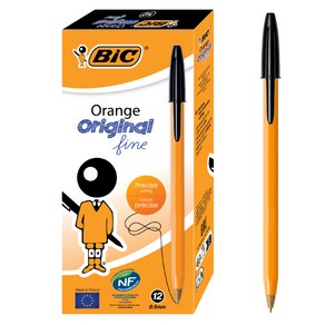 Bic Orange Ballpen 빅 오렌지 볼펜 유성 0.7mm 12자루 블랙