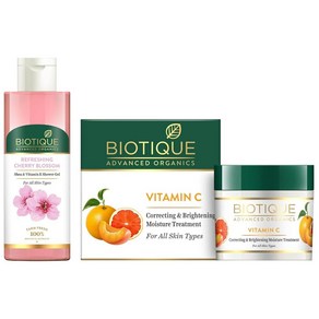 바이오티크 Biotique 비타민 C 코렉팅 앤 브라이트닝 모든 피부용 기름지지 않는 페이스크림 50g 더젊어 보이고 영양이 풍부하고 밝은 피부