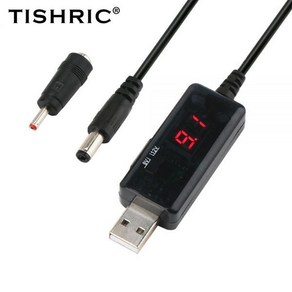 TISHRIC USB to DC 전원 케이블 5V 9V 12V 어댑터 잭 5.5mm 3.5mm 커넥터 충전 라우터용 0.8M HD LED 디스플레이