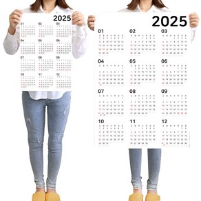 하늬통상 한눈으로 보는 2025년 2024년 달력 한장 포스터 수험생 인테리어 스케줄 캘린더 (대형+소형세트), 2025년도 세로 대형+소형 세트, 1세트