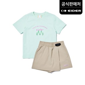 [아이더공식] 리프 키즈 여아 반팔 티바지 세트 JWM23M01AW