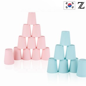 스텍스 Z 컵쌓기 파스텔 스피드스택스 스텍컵 민트 핑크 무지 국산 kc인증 12매+파우치, 핑크12P, 아이보리토끼, 1개