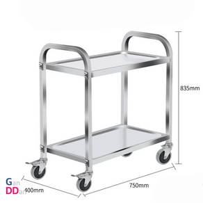 튼튼한 소형 스텐인레스 주방용카트 스테인리스 단 서비스밀차 반찬카트 스테인리스 2단 대... 1개