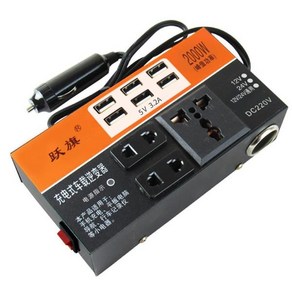 차량용 전원 인버터 2000W 피크 DC 12V 24V to 110V 220V 트립 6 USB 과부하 보호, 1개