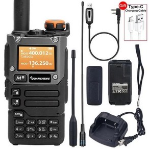 고성능 생활 무전기 휴대용 Quansheng UV-K6 UHF VHF DTMF FM NOAA 무선 주파수 양방향 5W 에어 밴드 라디오 타입 C 충전, 2) Black - Ameican, 1개