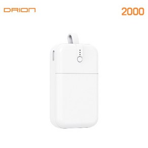 [TJCOMPANY] DRION 드리온 C타입 케이블 일체형 미니 초소형 보조배터리 2000mAh, 화이트, DR-MINI-2000