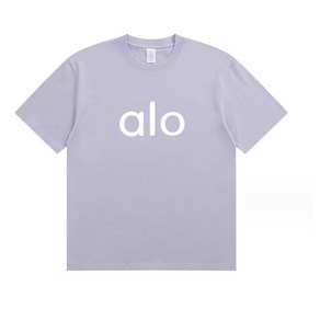 Alo yoga 반팔 요가 티셔츠 라운드 상의 남녀 헬스 스포츠 캐주얼 큰 logo 헐렁헐렁 통기