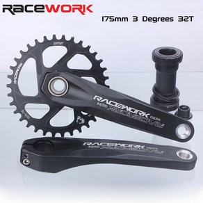 RACEWORK GXP 자전거 크랭크 세트 170mm 175mm 체인 링 32T 34T 36T 38T MTB 블랙 할로우 부품, CHINA, 1개