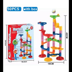 블록 마블 런 레이스 트랙 빌딩 어린이용 3D 메이즈 볼 롤 장난감 DIY 코스터 세트 크리스마스 선물 80 PC 105 109 133PC, [07] 50pcs no box, 1개