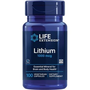 Life Extension 수명 연장 리튬 1000mcg 뇌 장수 매일 비GMO 100 카운트