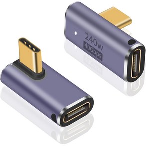 USB 4.0 C타입 PD 240W 40Gbps 썬더볼트 각도 변환 꺾임 젠더 90도 180도 L형 U형 T형, L형 2개, 2개