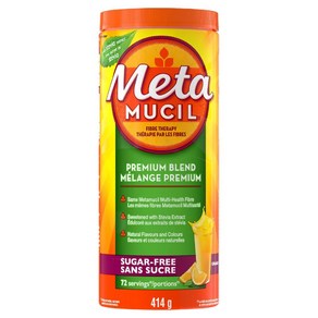 (캐나다 직송) Metamucil 프리미엄 블렌드 소화 건강을 위한 4-in-1 일일 섬유소 식물성 차전자피 분말 보충제 무설탕 스테비아 함유 오렌지 맛