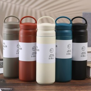 스테인리스 텀블러 물샘방지 2중 패킹 손잡이 보온 보냉 진공 500ml 단체 각인 문의, 03D텀블러500-레드, 1개