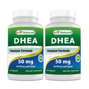 베스트 네츄럴스 DHEA 50 MG 120 정 - 남성 여성용 균형 잡힌 호르몬 수치 지원 - 건강한 노화 촉진 - 미국 제조, 120정, 2개