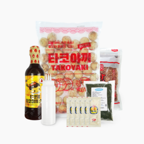 타코붐 타코야끼 간편조리 세트 (타코야끼 가쓰오부시 소스 마요네즈 파래 소스통 포함)