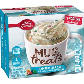 Betty Crocker Mug Treats Rainbow Chip Cake Mix wit Betty Crocker 머그는 레인보우 칩 케이크 믹스를 프로스팅으로 처리합니다. 4인