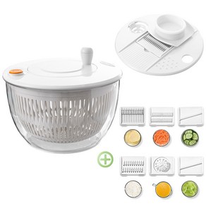 CozyTemp 야채 탈수기 5L대용량 샐러드 스피너 채소탈수기 채칼 6종 세트, 1개, 화이트