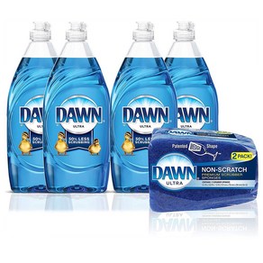 Dawn 던 울트라 주방세제 540g 4팩+논 스크래치 스펀지 2개입 Dawn Ulta Dishwashing Liquid Dish Soap, 4개