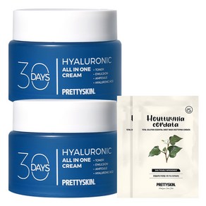 프리티스킨 30 Days 히알루론산 수분크림 100ml 2개 + 어성초 마스크팩 2장