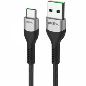 PROLINK USB2.0 AM-CM 고속충전 케이블 0.5m/PF496-0050/C타입/2중차폐/Type-C/최대 5A 전류로 55W의 충전속도 지원/패브릭 케이블/알루미늄 합금, 1개