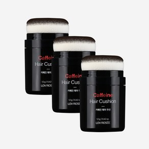(핫딜/유통기한 25.11.07) 로브로제 카페인 헤어쿠션 12g / 흑채 헤어퍼프, 내추럴블랙(흑갈색), 3개