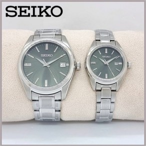 삼정시계 정품 세이코 SEIKO 클래식 쿼츠 커플 메탈시계 (그린) SUR527P1 + SUR533P1