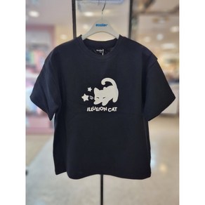 에꼴리에 [동아쇼핑] NC 주니어 10대룩 일루젼 캣 5부 오버핏 반팔 티셔츠 25B0484 BK