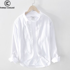 Keep Casual 남자 순면 캐주얼 긴팔 칼라 셔츠 소프트 코트