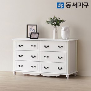 동서가구 미디어 화이트 3단 1200 와이드서랍장 DF630216