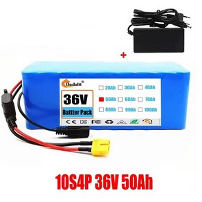 전기 자전거 BMS 및 충전기 18650 리튬 배터리 팩 10S4P 36V 100Ah 500W 고전력 100000mAh, 1개, 1개입