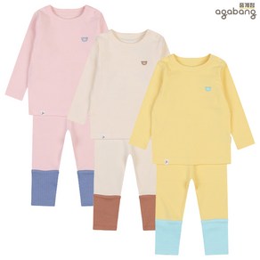 아가방 중계점 캔디스 상하 3Colo (BEIGE PINK YELLOW) *25년 SPRING신상* 달콤 배색 디자인 가볍고 편안한 착용감의 매일 입고 싶은 긴팔 내의 상하