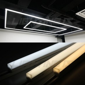 LED 라인조명 레일조명 플리커프리 레일용 T5 T7 T라인, 화이트 바디, 25W 1200mm, 전구색 3000K 노란빛, 1개