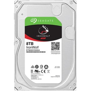 Seagate ion wolf 8TB 내부 하드 드라이브 HDD 3. 5인치 SATA 6 Gbs 7200 RPM 256MB 캐시 RAID 네트 수납 ST8000VN004, 1개