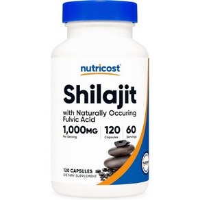 Nuticost 뉴트리코스트 실라짓 실라지트 캡슐 1000mg 120 Natually Occuing 풀빅산60 Fiendly Dietay, 1개, 120정