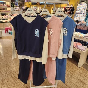 오후 남여공용 아동 데일리 3PCS 조끼 상하세트 트레이닝복 OHSM24801