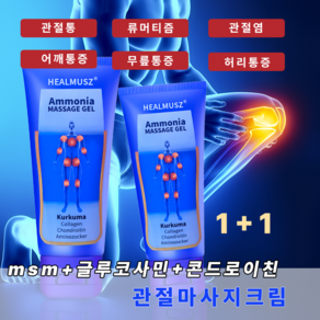 HEALMUSZ 바르는 글루코사민 크림 콘드로이친 MSM 스포츠 관절 마사지 근육통 파스 플렉스 리커버리 크림 관절약 관절통 관절염, 2개, 100ml