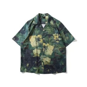 빅사이즈 남자 하와이안 셔츠 커플 여름 반팔 빈티지 캐주얼 오버핏 셔츠 상의 hawaiian shirt for beach KB0081