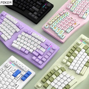 [cy] FEKER Alice75 알루미늄 기계식 게이밍 키보드 Alice배열 전키핫스왑DIY 무선3모드 1600만색RGB 8000mah대용량배터리 손목받침대포함 시즌신상, Alice75 영원화이트블루, 화순축, 화이트