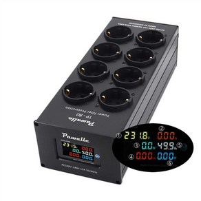 오디오 멀티탭 고용량 사무실 차단 전원 음향기기, 검정색 빨간색 전압 표시 보드, 1) EU PLUG - State, State, 1개