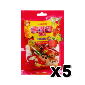 크레용신짱 롤리팝캔디 3가지맛 사탕간식 55g x 5개