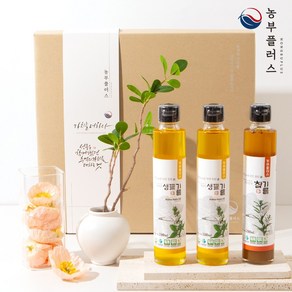 농부플러스 국산 냉압착 생들기름 저온압착 들기름 참기름 200ml 3병선물세트, 냉압착생들기름 2병+참기름 1병, 180ml, 1세트