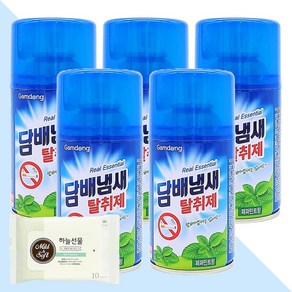 감동 담배냄새 탈취제 페퍼민트향 280ml 5개(+하늘선물 물티슈 10매), 5개