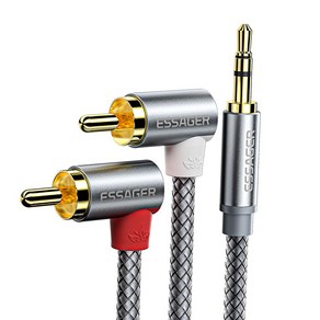 Essage 3.5mm AUX to 2RCA 스테레오 오디오 케이블, 1M, 1개