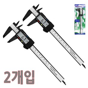 [2개 묶음](디지털 버니어 캘리퍼스 카본 카드포장 150mm-1P+1P) 15cm 노기스 측정자 스틸자 자동, 2개